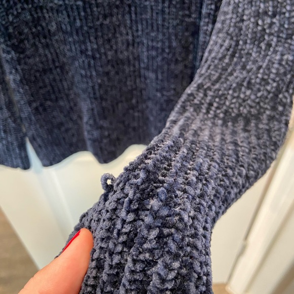 Lucky Brand Chenille cowl neck sweater turtleneck blue - Picture 7 of 9